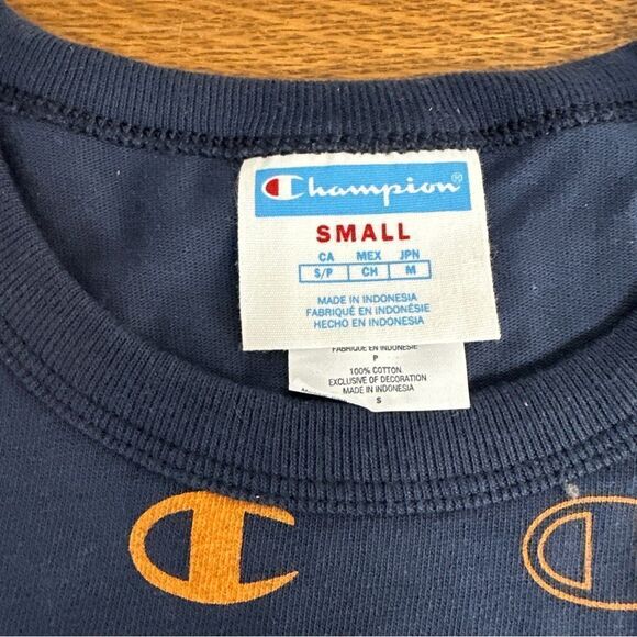 CHAMPION HERITAGE TEE TSHIRT MEN' CREW NECK ALLOVER C LOGO SPACE SIZE S BLUE - Picture 8 of 8